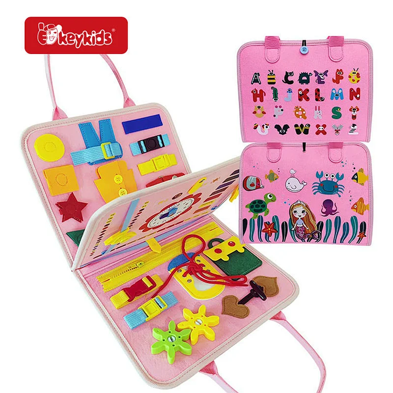 Lovely Pink Montessori Activity Learning Felt Busy Board Book For Kids W12D525